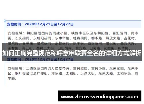 如何正确完整规范称呼意甲联赛全名的详细方式解析 如何正确完整规范称呼意甲联赛全名的详细方式解析